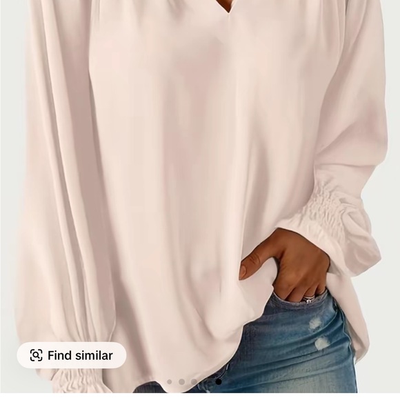 NWOT-Elegant Soft Blush Pink V Neck Raglan Sleeve Blouse - Picture 3 of 8